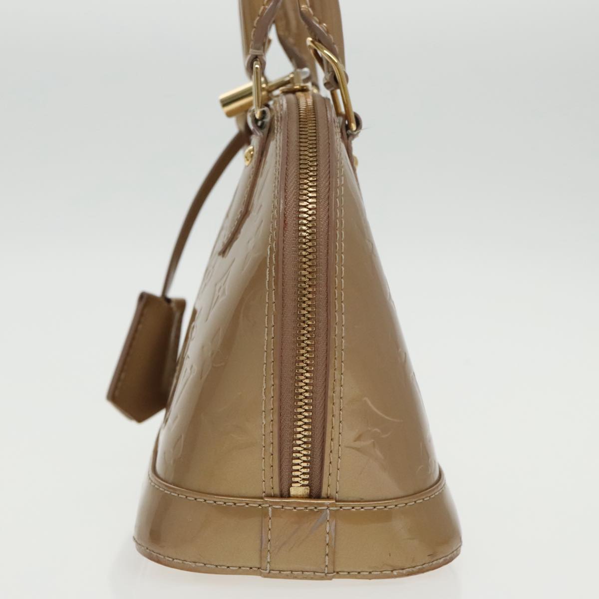 LOUIS VUITTON Monogram Vernis Alma BB Bag 2way Beige Poodle M91752 LV 96130