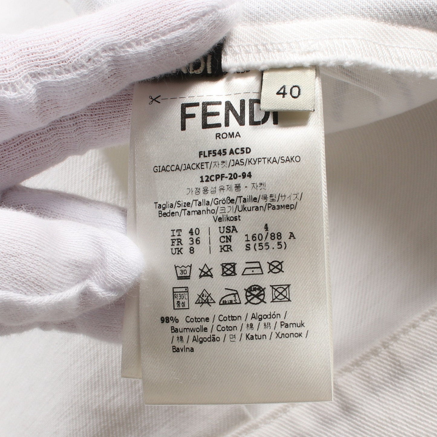 Luxury Fendi Luxury Fendi * Joshua Vides Denim Jacket Cotton White Black