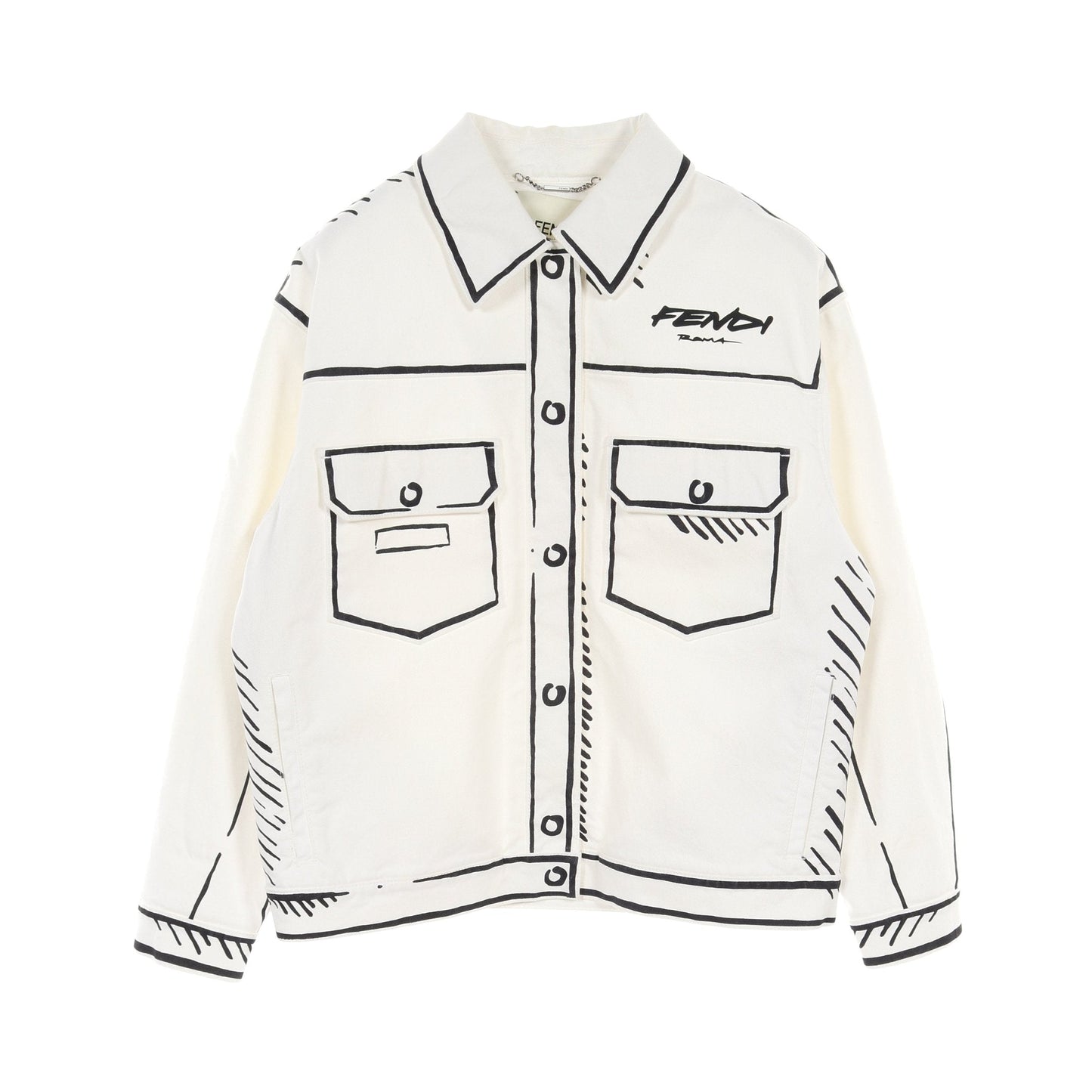 Luxury Fendi Luxury Fendi * Joshua Vides Denim Jacket Cotton White Black