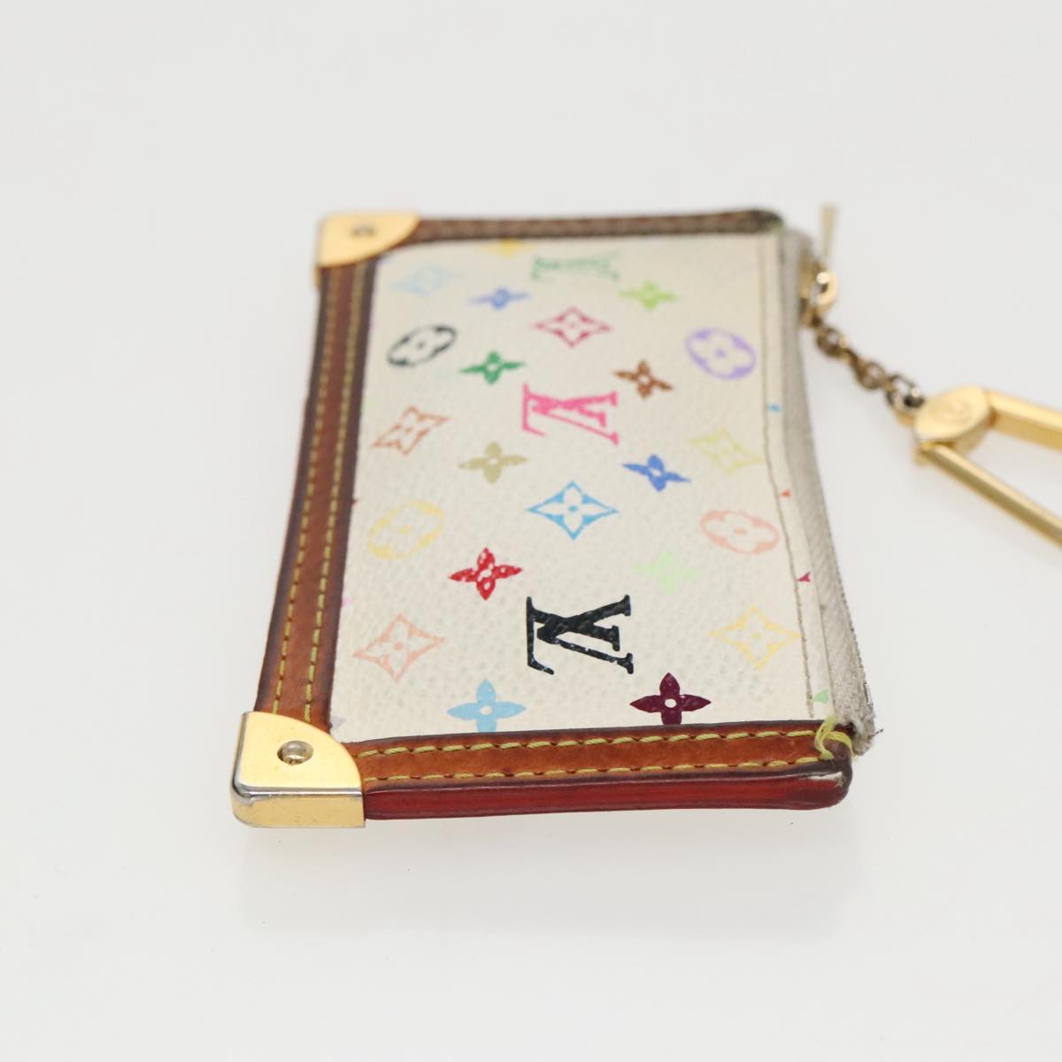 LOUIS VUITTON Multicolor Pochette Cles Coin Purse White M92655 LV 96161
