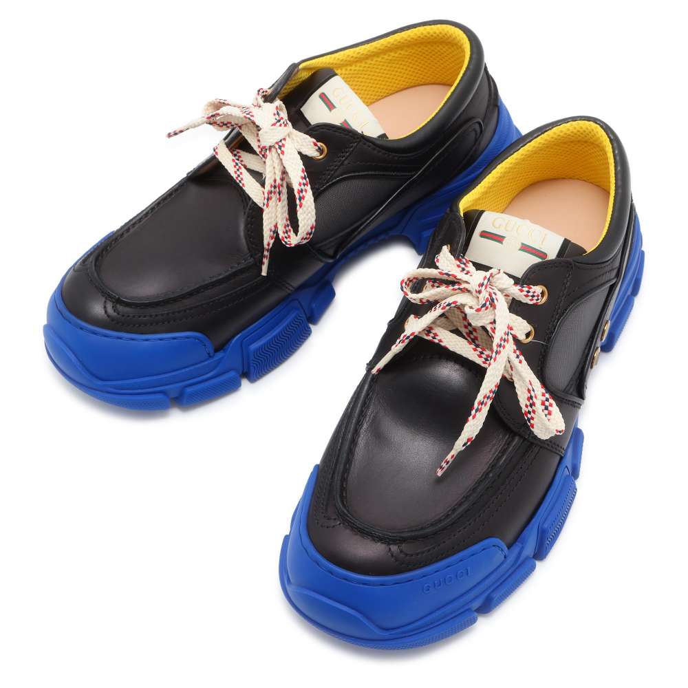 Luxury Gucci Trending 2025 BOATREX Low Cut Sneakers Black/Blue 576048 Leather Size 10