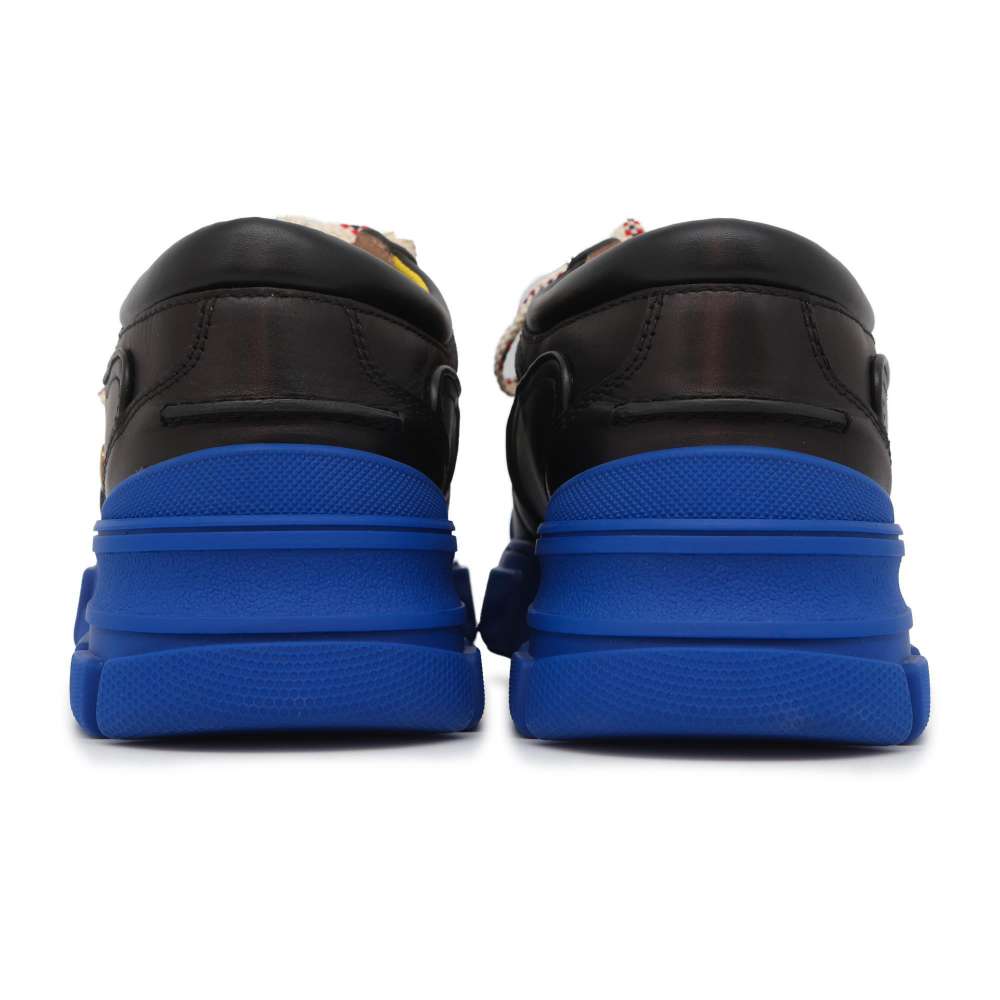Luxury Gucci Trending 2025 BOATREX Low Cut Sneakers Black/Blue 576048 Leather Size 10