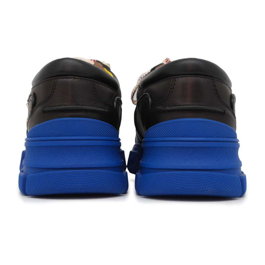 Luxury Gucci Trending 2025 BOATREX Low Cut Sneakers Black/Blue 576048 Leather Size 10