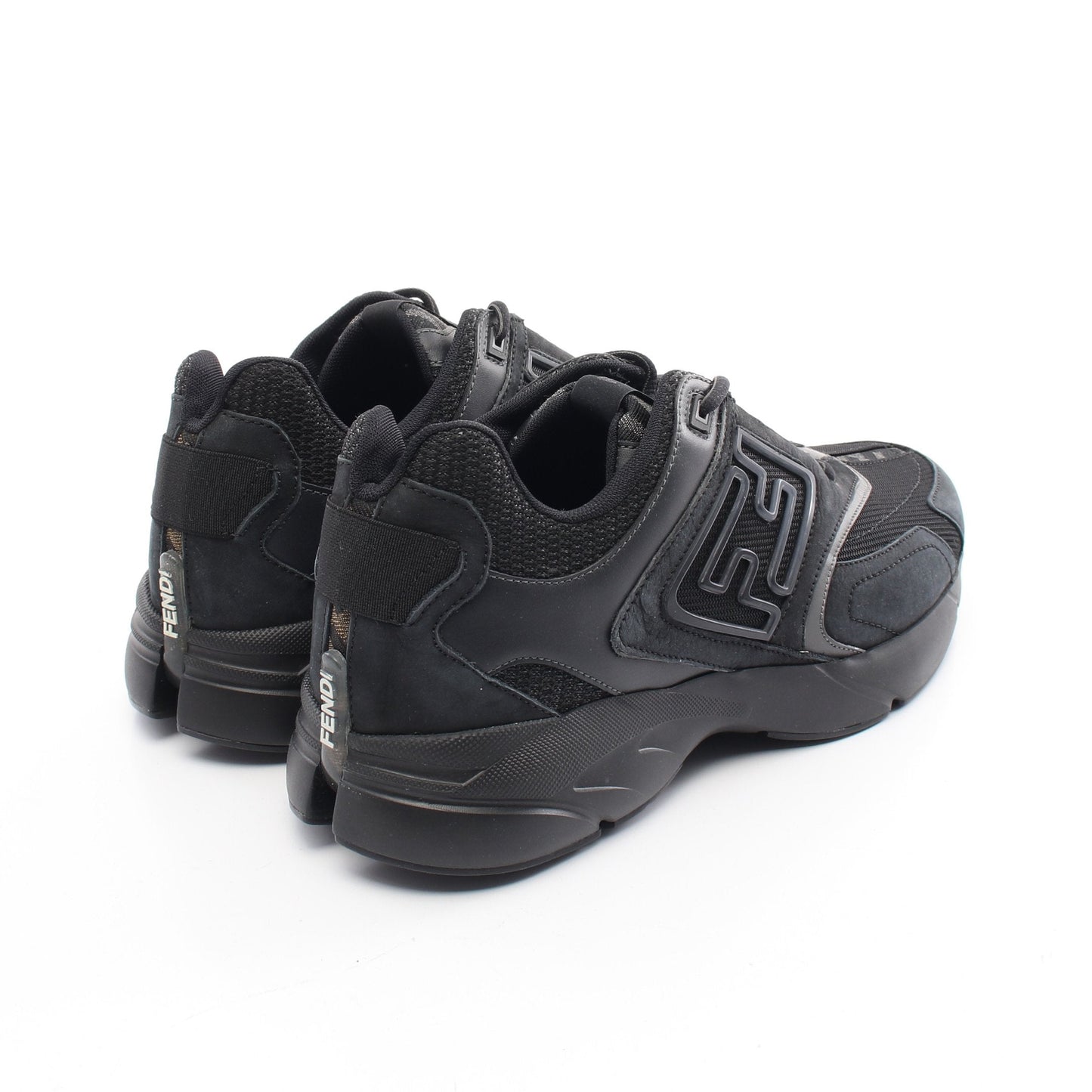 Luxury Fendi FASTER Sneakers Suede Fabric Black