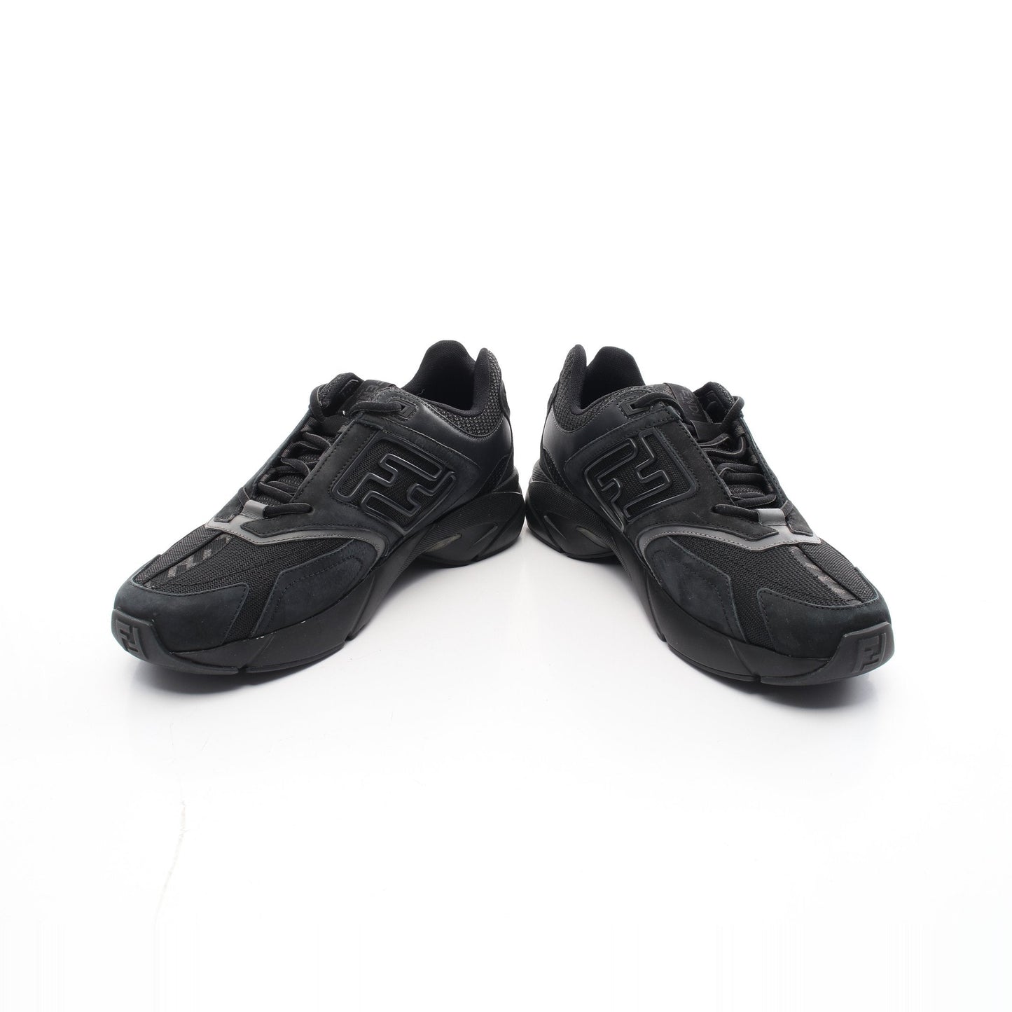 Luxury Fendi FASTER Sneakers Suede Fabric Black
