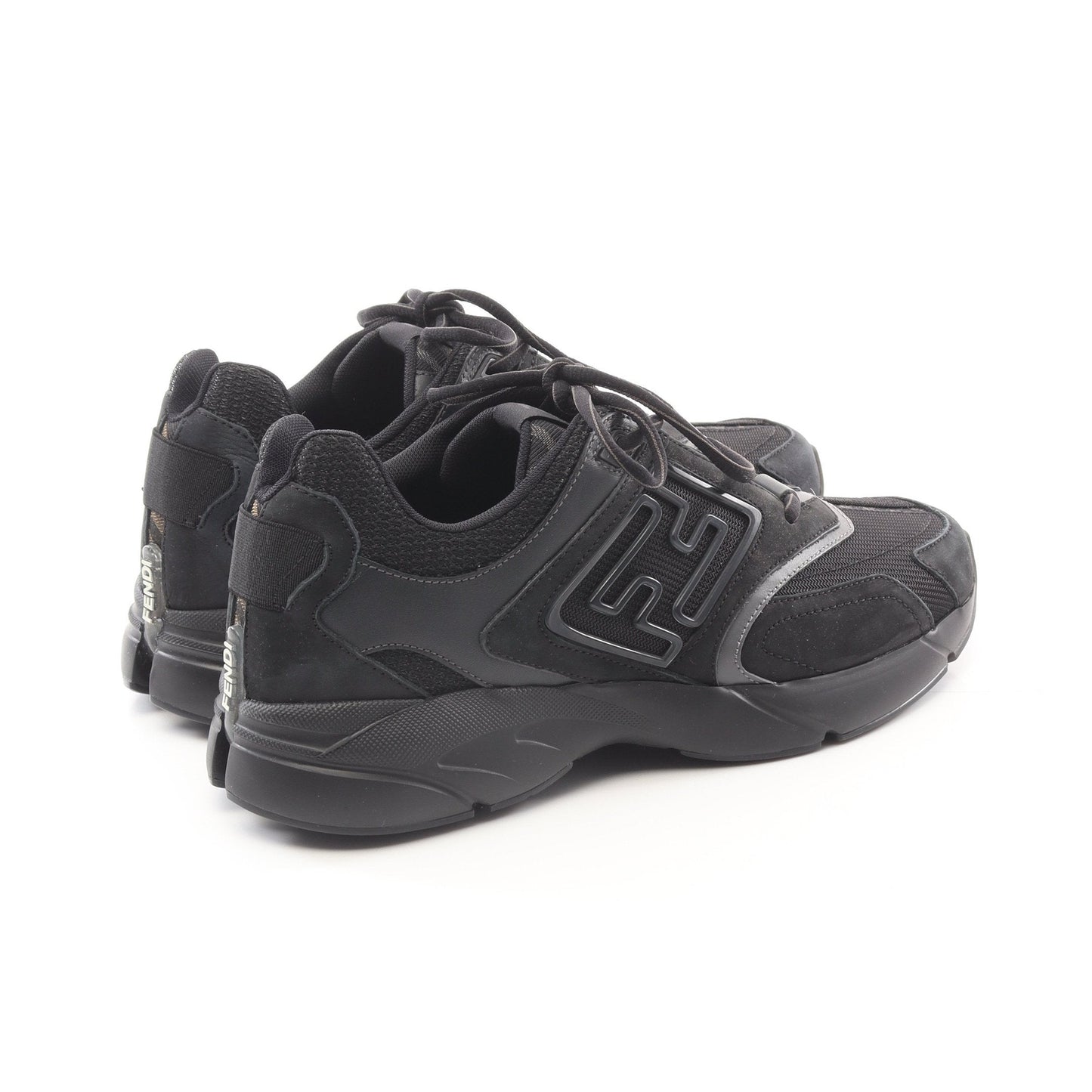 Luxury Fendi FASTER Sneakers Suede Fabric Black