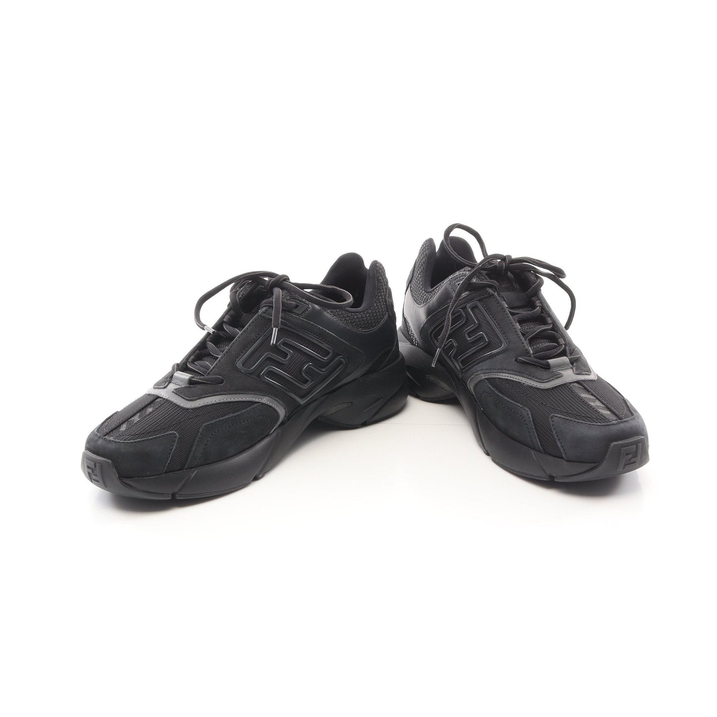 Luxury Fendi FASTER Sneakers Suede Fabric Black