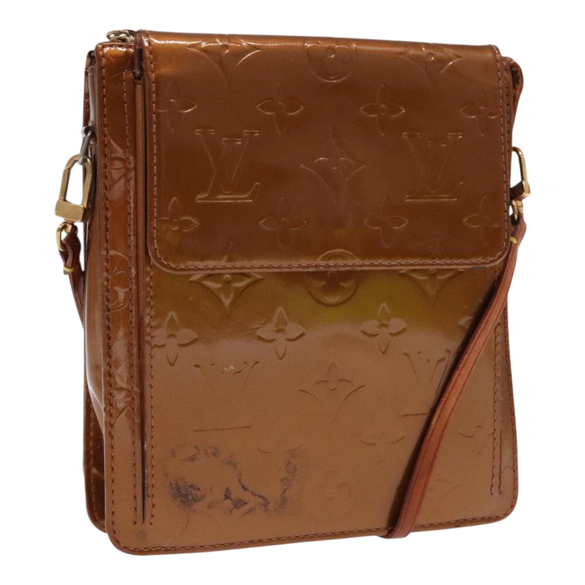 LOUIS VUITTON Monogram Vernis Motto Accessory Pouch Bronze M91138 LV 96276