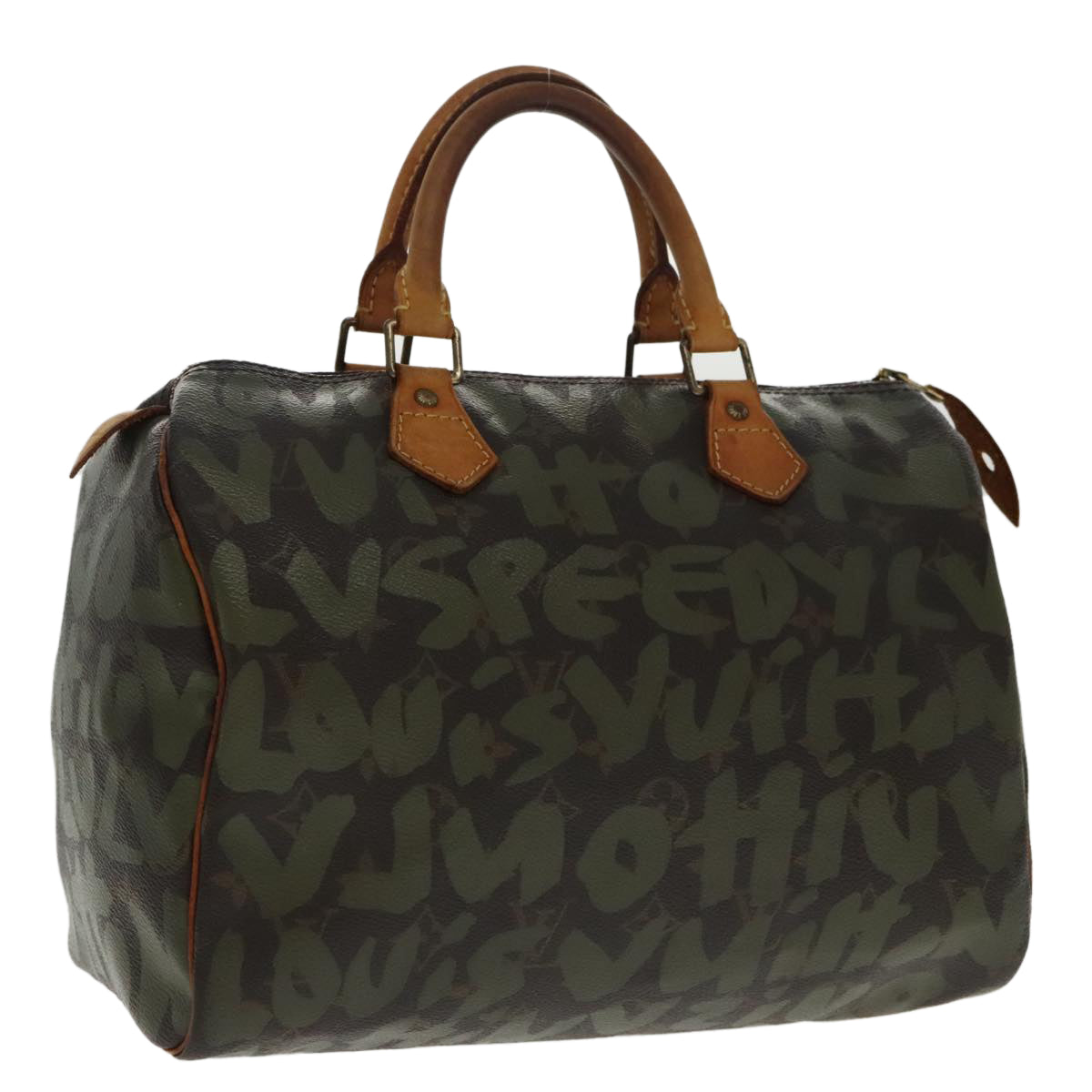 LOUIS VUITTON Monogram Graffiti Speedy 30 Hand Bag Green M92194 LV 96294