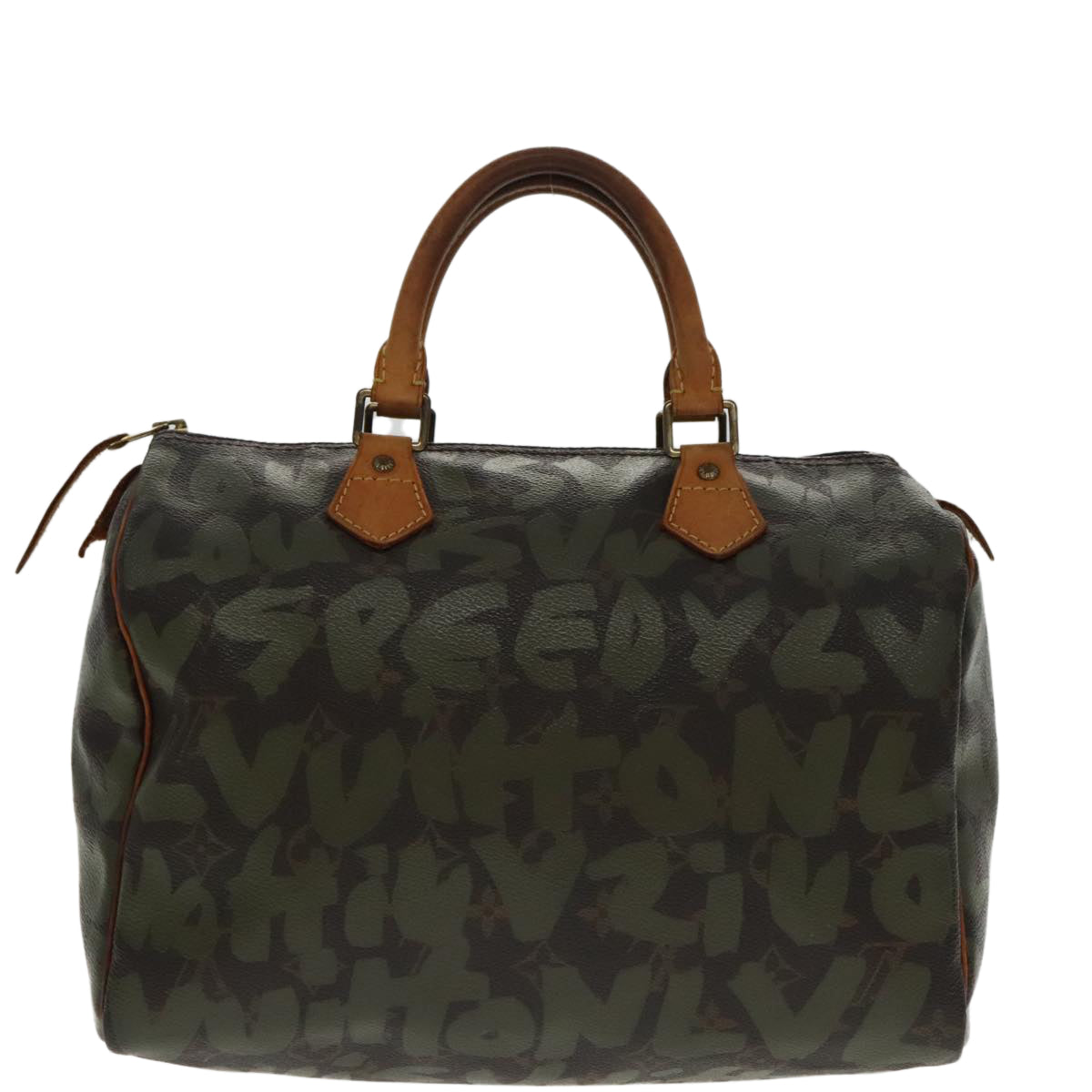 LOUIS VUITTON Monogram Graffiti Speedy 30 Hand Bag Green M92194 LV 96294