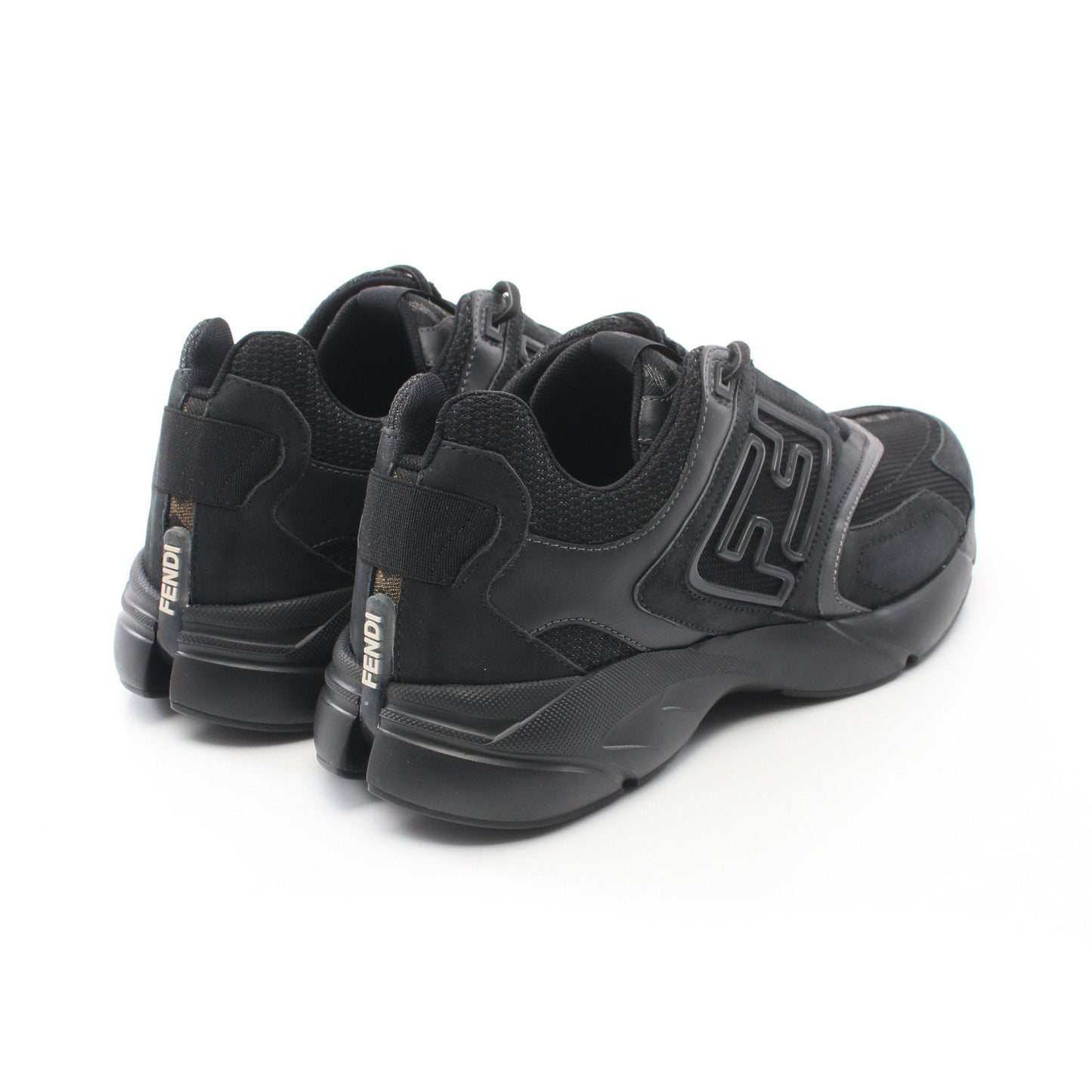 Luxury Fendi FASTER Sneakers Suede Fabric Black