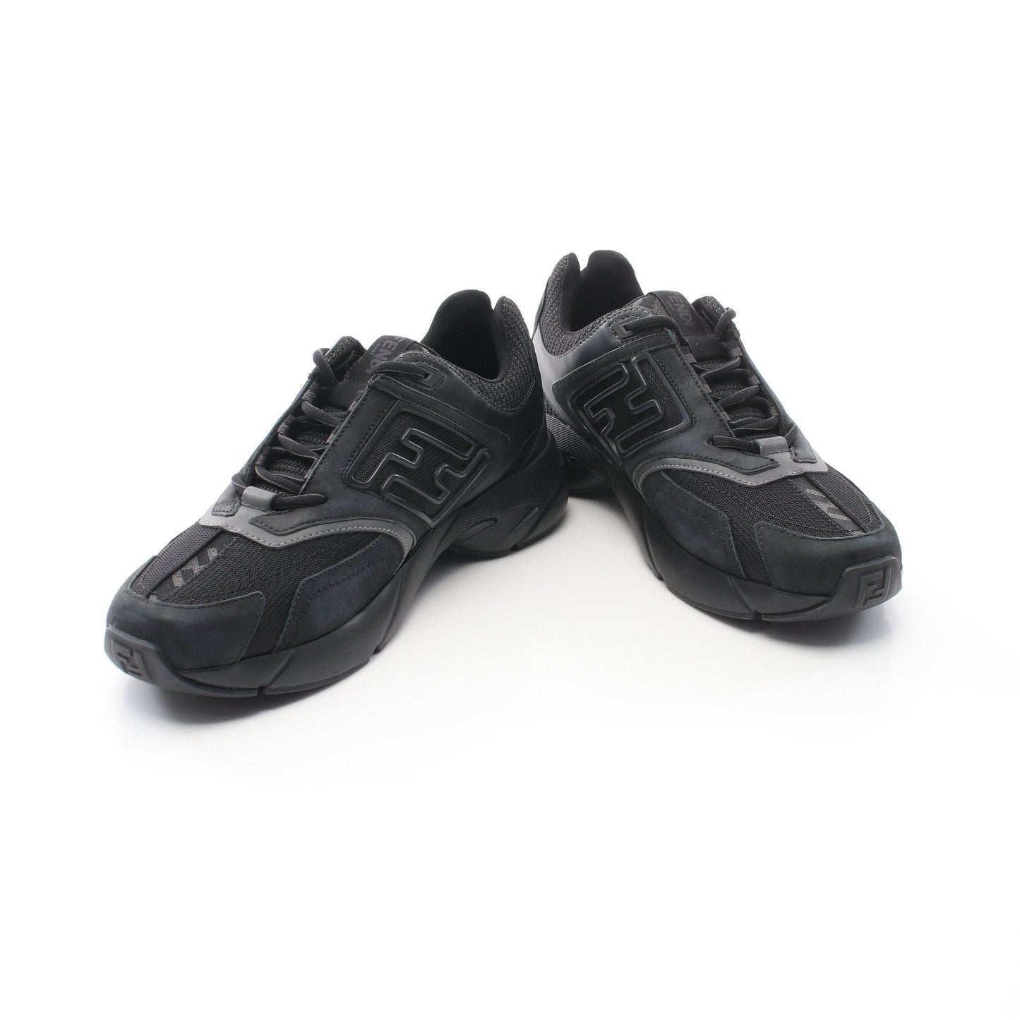 Luxury Fendi FASTER Sneakers Suede Fabric Black