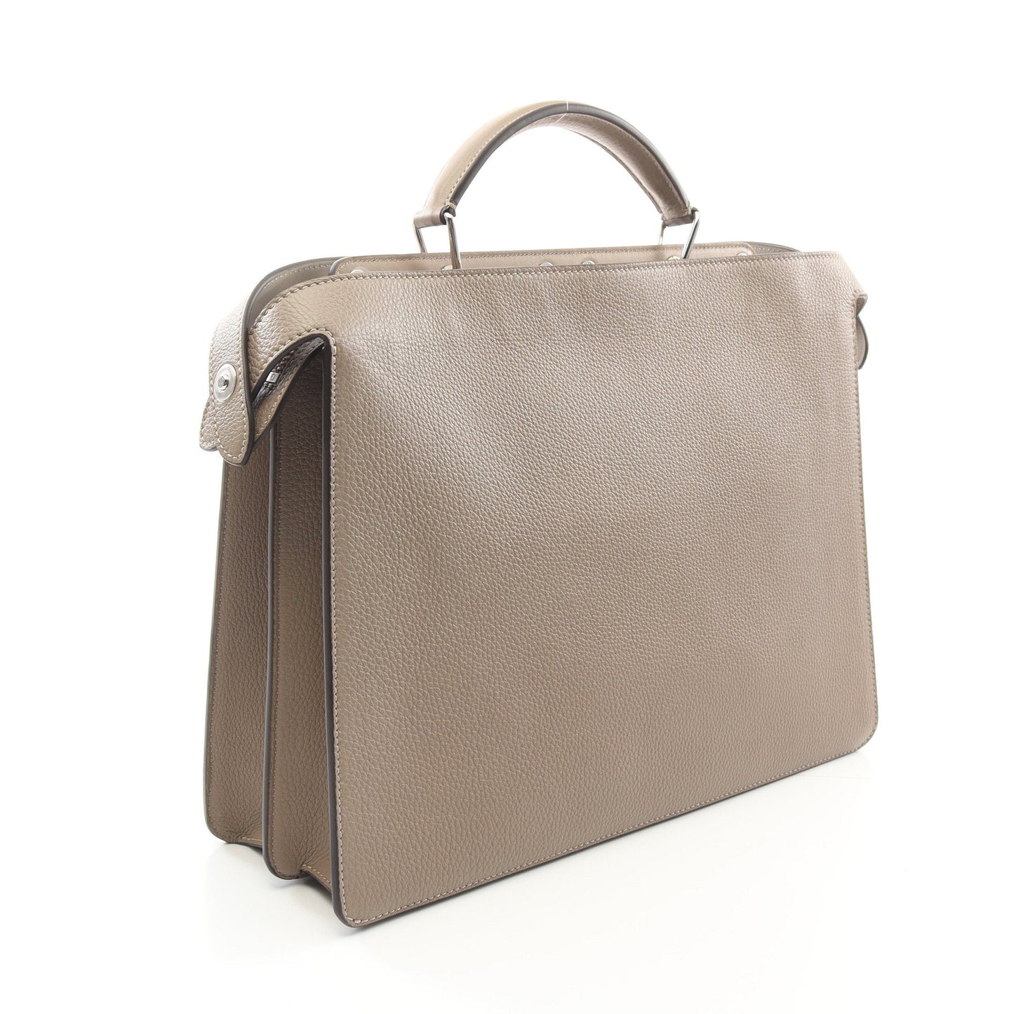 Luxury Fendi Peekaboo Isee u Medium Handbag Leather Gray beige 2WAY