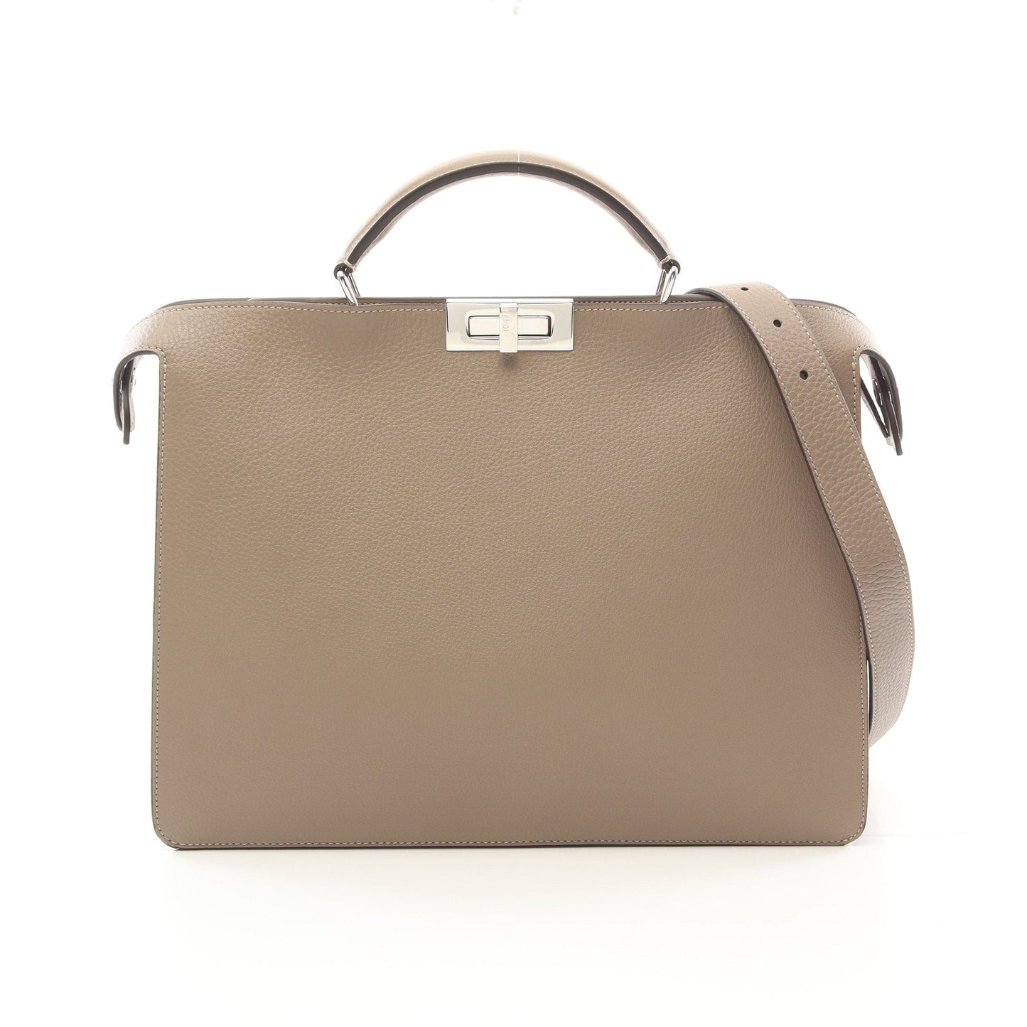 Luxury Fendi Peekaboo Isee u Medium Handbag Leather Gray beige 2WAY