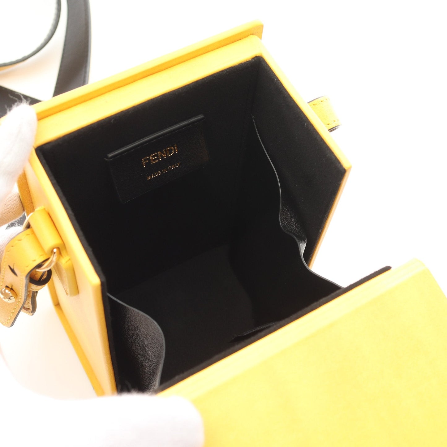 Luxury Fendi Box Shoulder bag Leather Yellow
