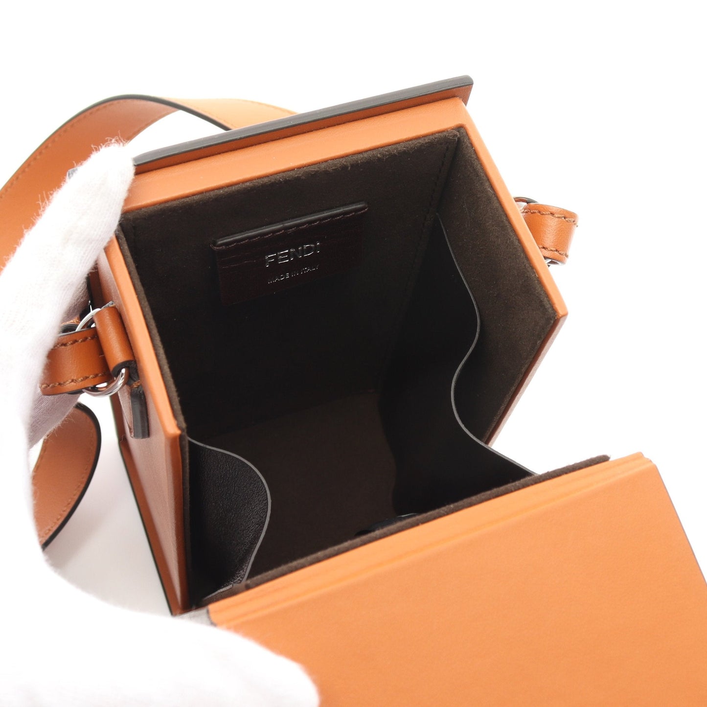 Luxury Fendi Box Shoulder bag Leather Brown
