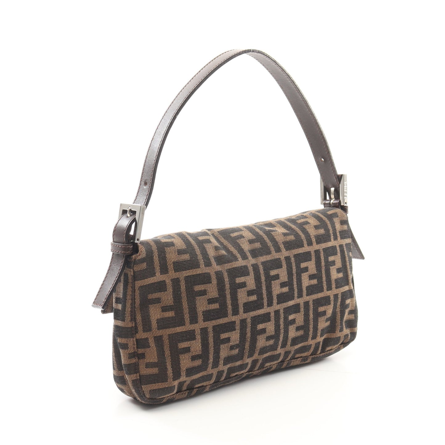 Luxury Fendi Mamma bucket Handbag Canvas Leather Brown Dark brown
