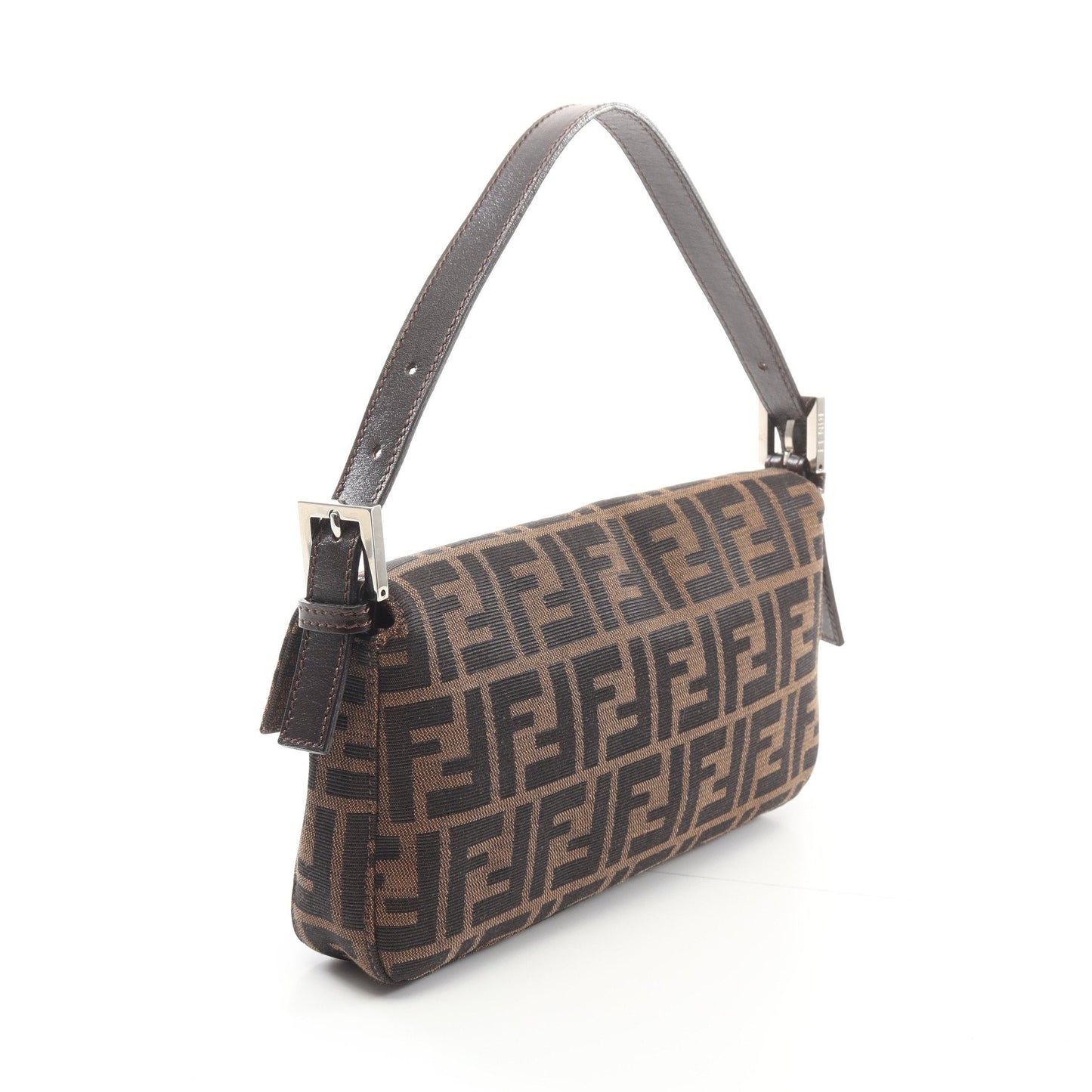 Luxury Fendi Mamma bucket Handbag Canvas Leather Brown Dark brown