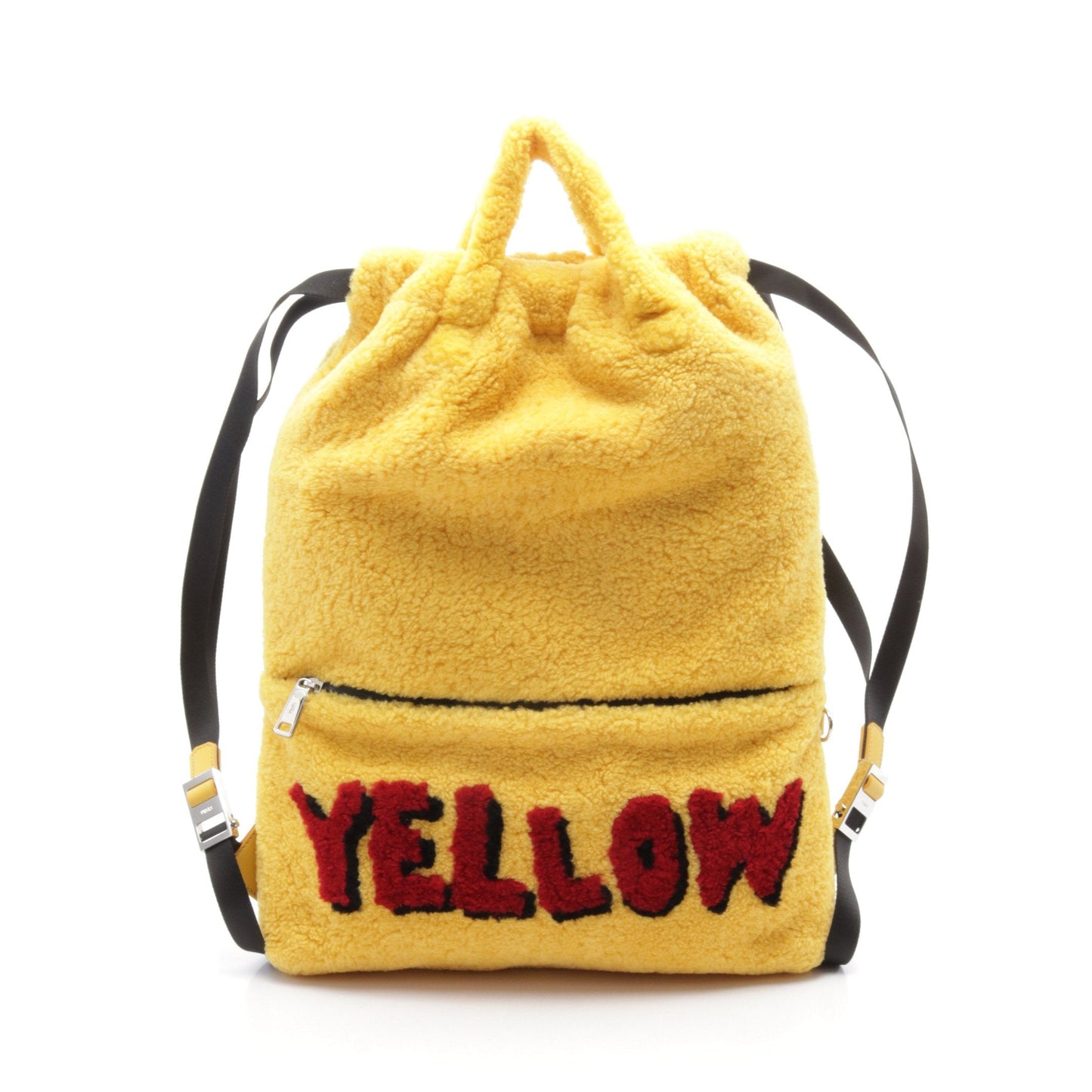 Luxury Fendi Backpack Rucksack Boa Fabric Yellow