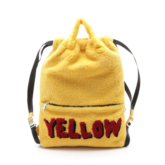 Luxury Fendi Backpack Rucksack Boa Fabric Yellow