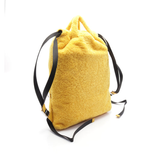 Luxury Fendi Backpack Rucksack Boa Fabric Yellow