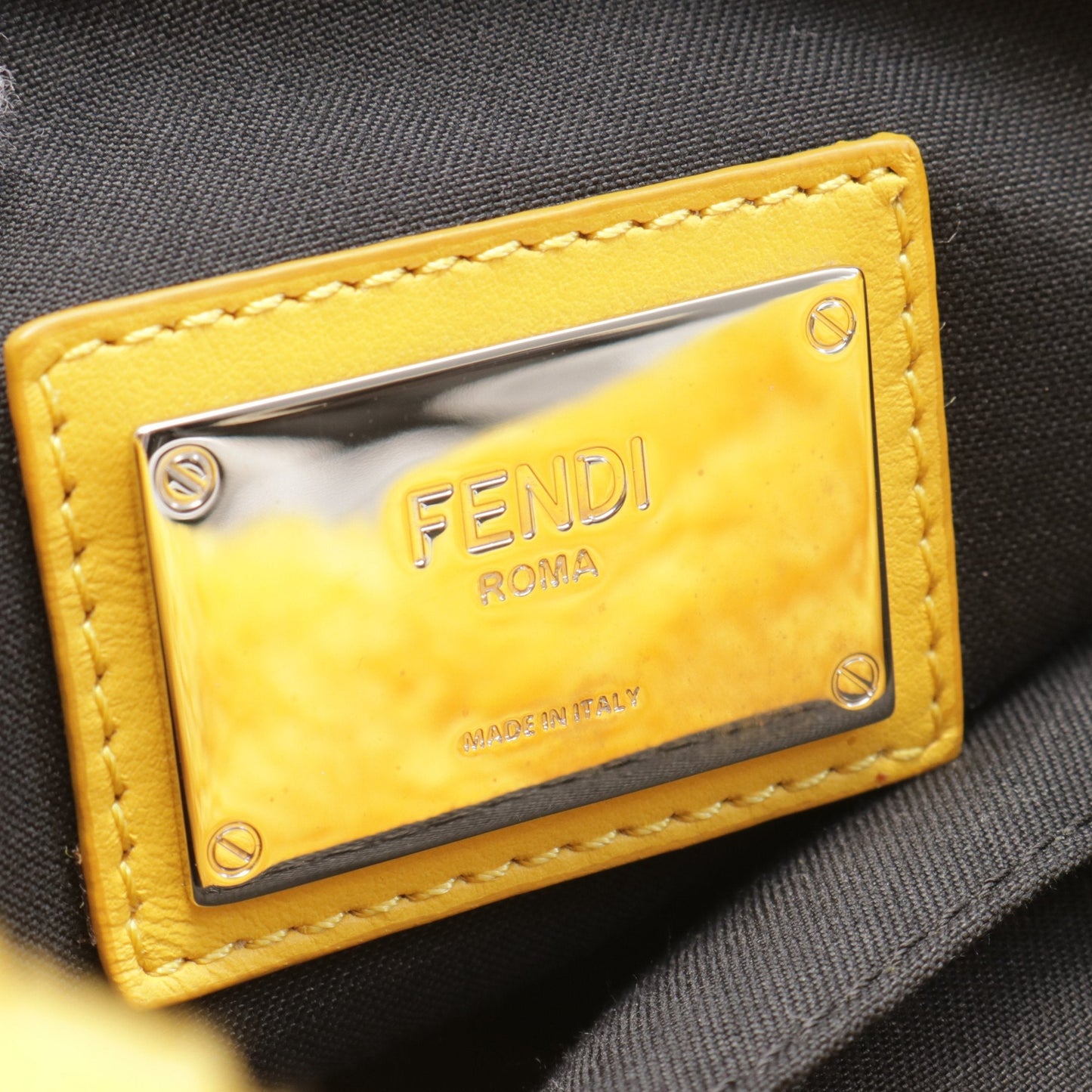 Luxury Fendi Backpack Rucksack Boa Fabric Yellow