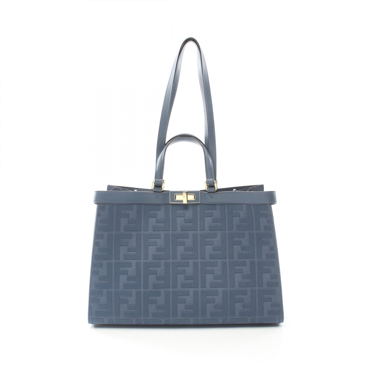 Luxury Fendi Peekaboo X tote Medium Handbag Tote bag Canvas Leather Blue