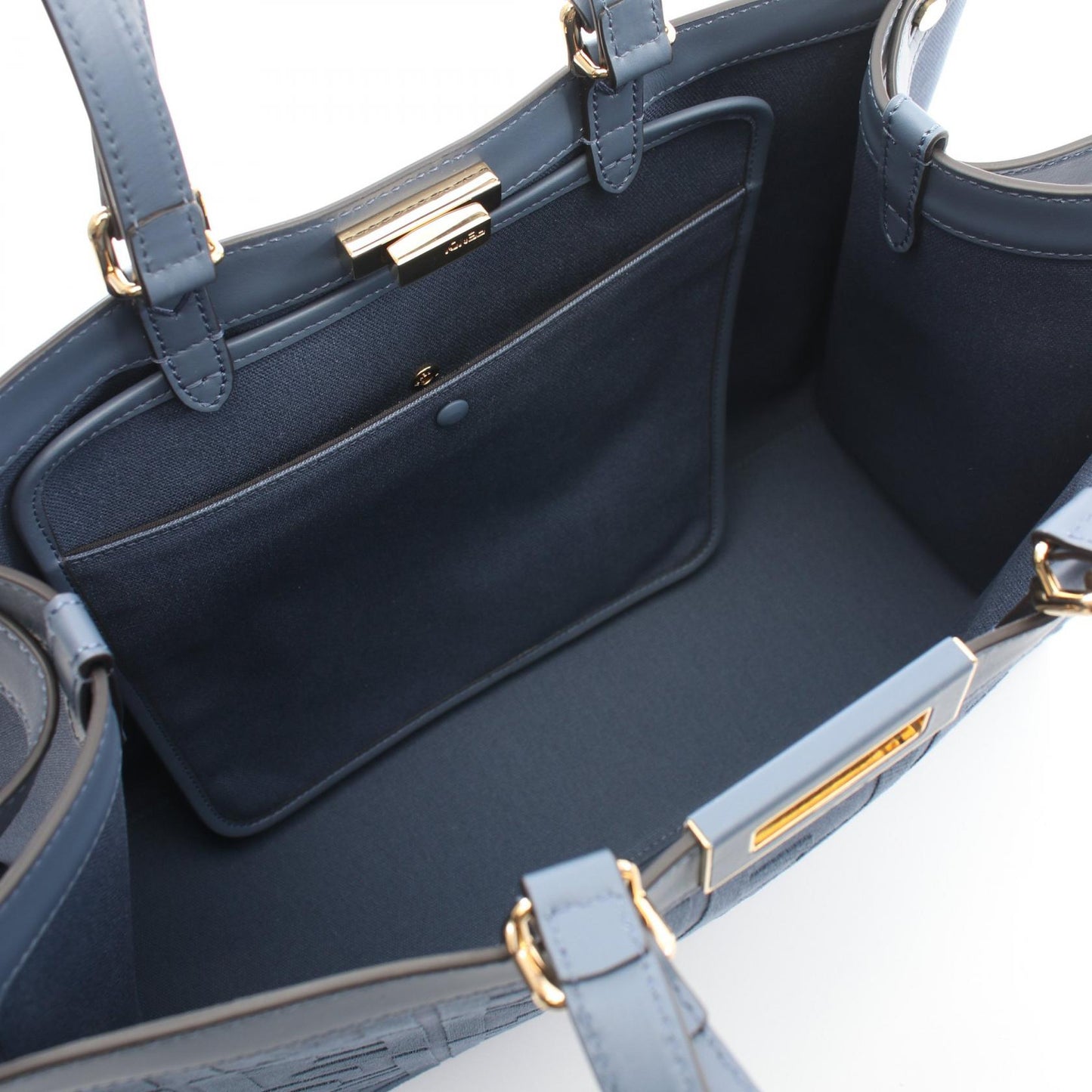 Luxury Fendi Peekaboo X tote Medium Handbag Tote bag Canvas Leather Blue