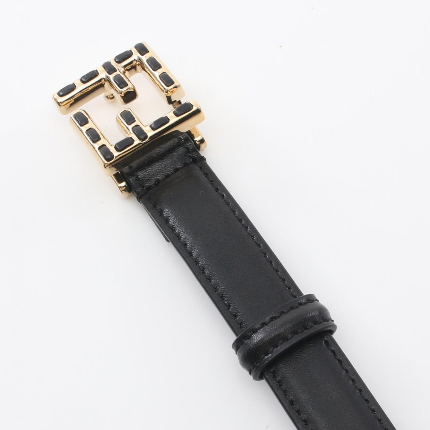 Luxury Fendi FF Belt Leather Black