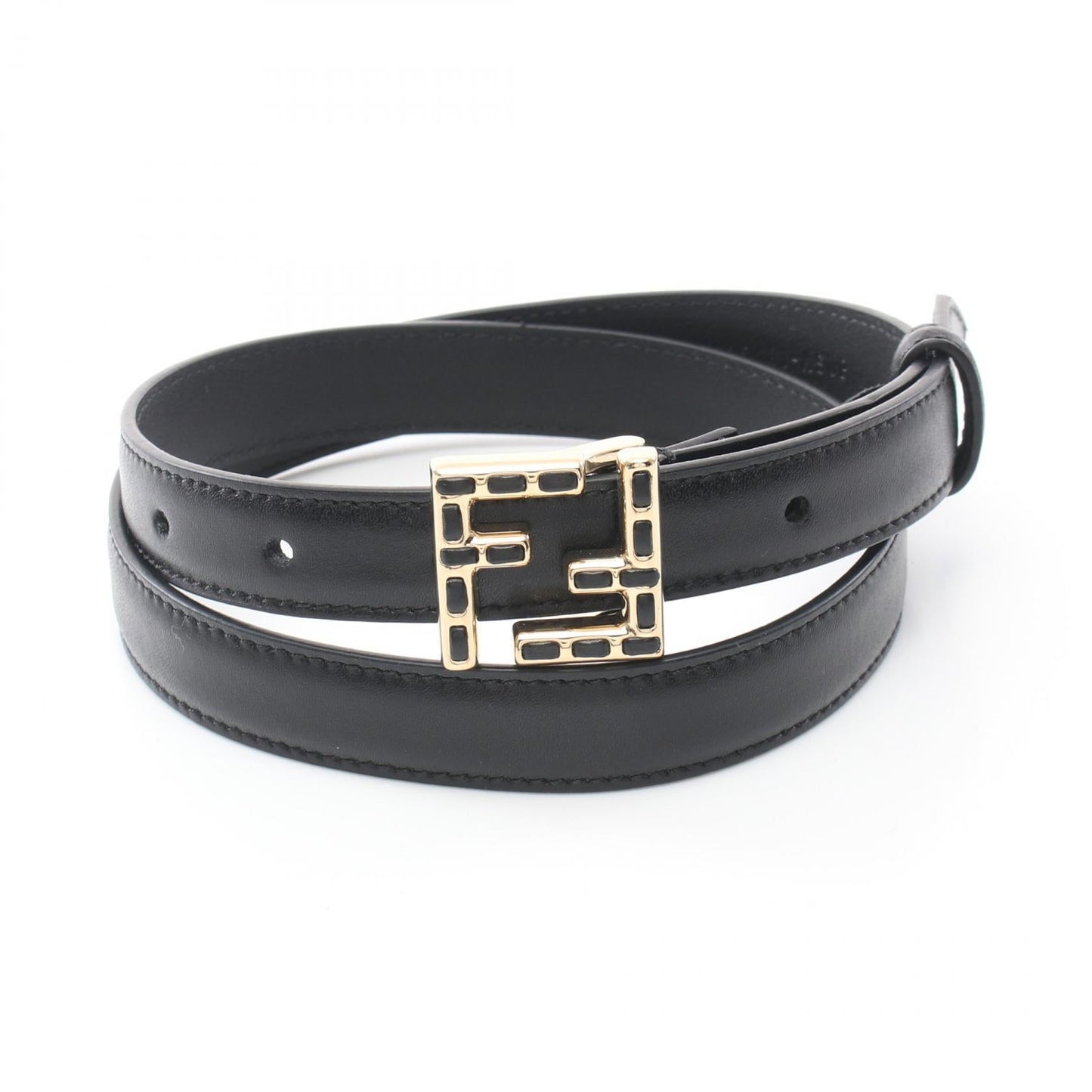Luxury Fendi FF Belt Leather Black