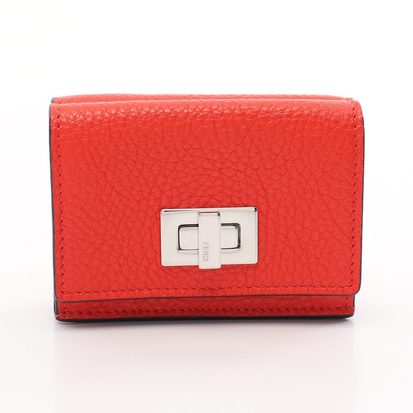 Luxury Fendi PEEKABOO Peekaboo Trifold wallet Compact wallet Leather Red