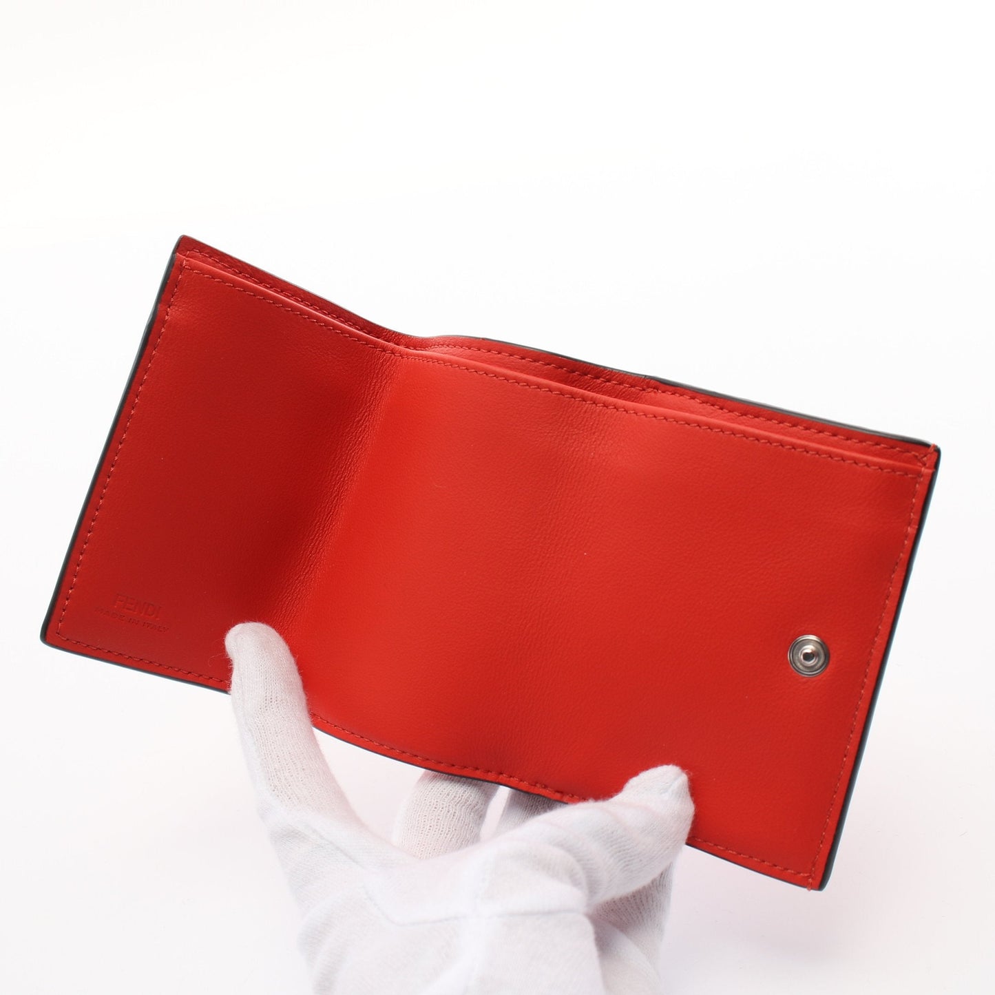 Luxury Fendi PEEKABOO Peekaboo Trifold wallet Compact wallet Leather Red