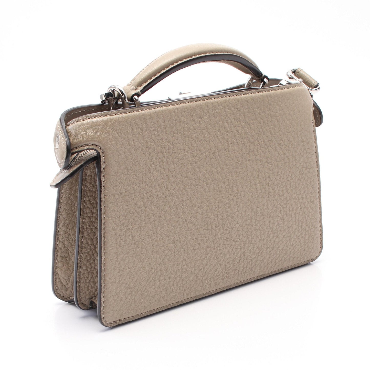 Luxury Fendi Peekaboo ISeeU Isee u X-Cross Handbag Leather Gray beige 2WAY