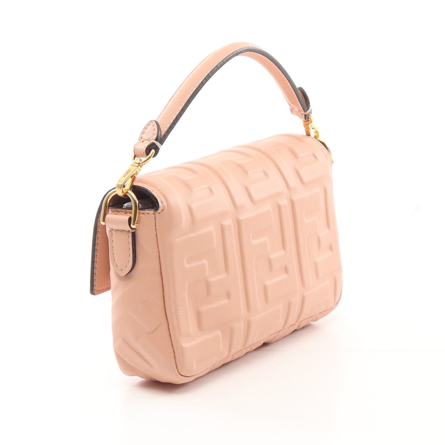 Luxury Fendi Mini baguette Small Handbag Leather Pink beige 2WAY