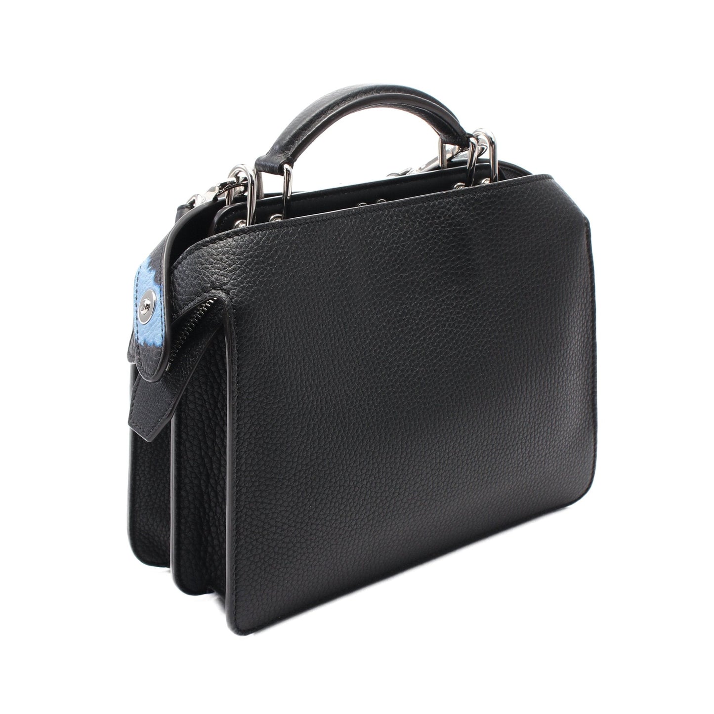 Luxury Fendi Peekaboo ISeeU Isee u X-Cross Handbag Leather Black White Blue 2WAY