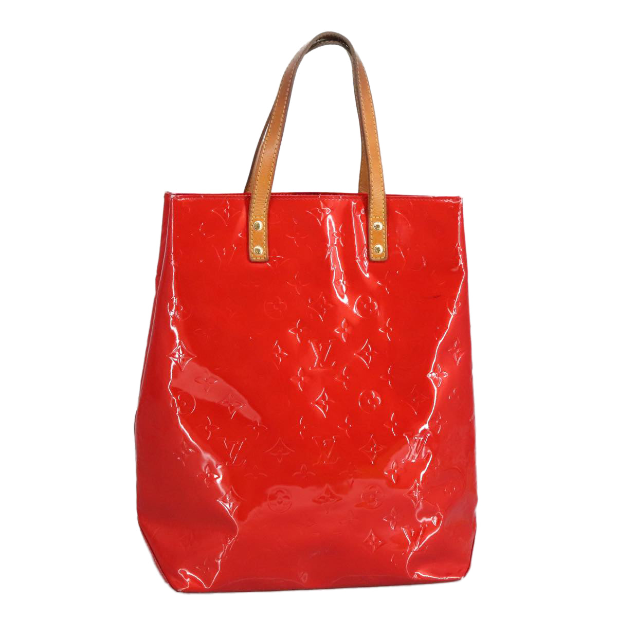 LOUIS VUITTON Monogram Vernis Reade MM Hand Bag Red Rouge M91086 LV 96777
