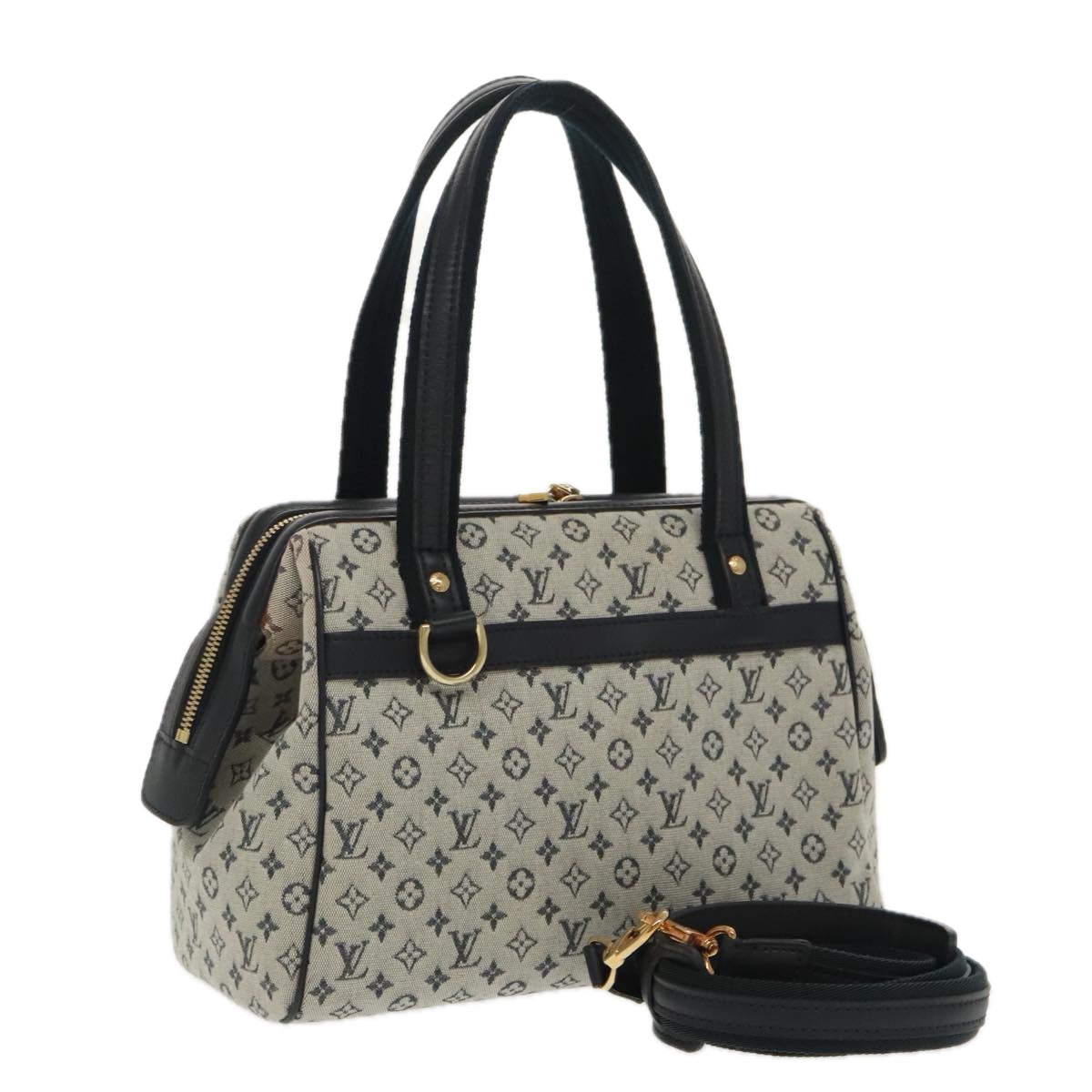LOUIS VUITTON Monogram Mini Josephine PM Hand Bag Blue M92049 LV 96825