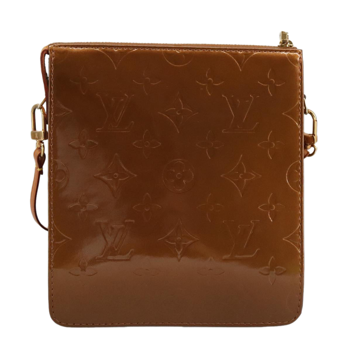 LOUIS VUITTON Monogram Vernis Motto Accessory Pouch Bronze M91138 LV 96853