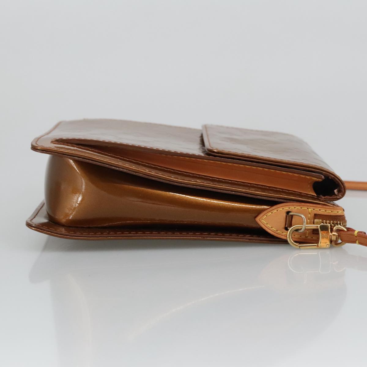 LOUIS VUITTON Monogram Vernis Motto Accessory Pouch Bronze M91138 LV 96853