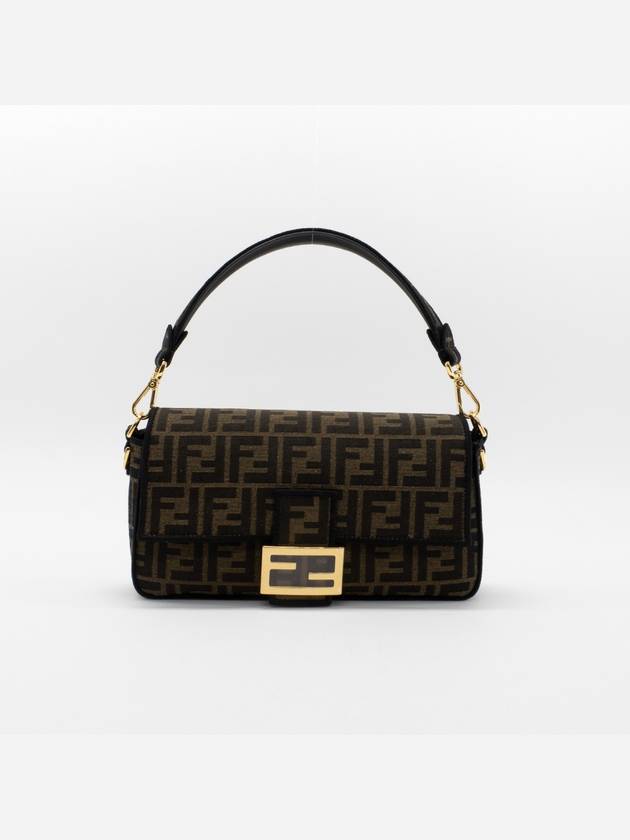 Luxury Fendi Baguette FF Jacquard Shoulder Bag Brown