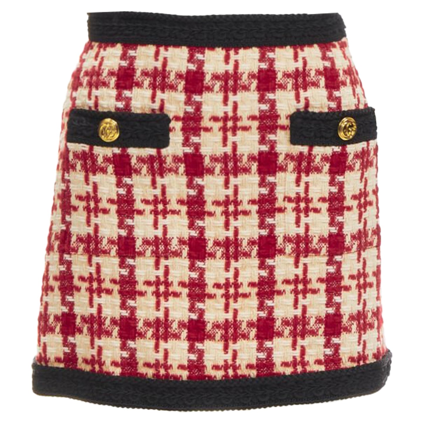 Gucci checke tweed tone GG button mini skirt