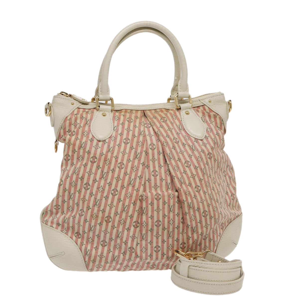 LOUIS VUITTON Mini Lin Croisette Marina PM Bag Pink White M95495 LV 97086
