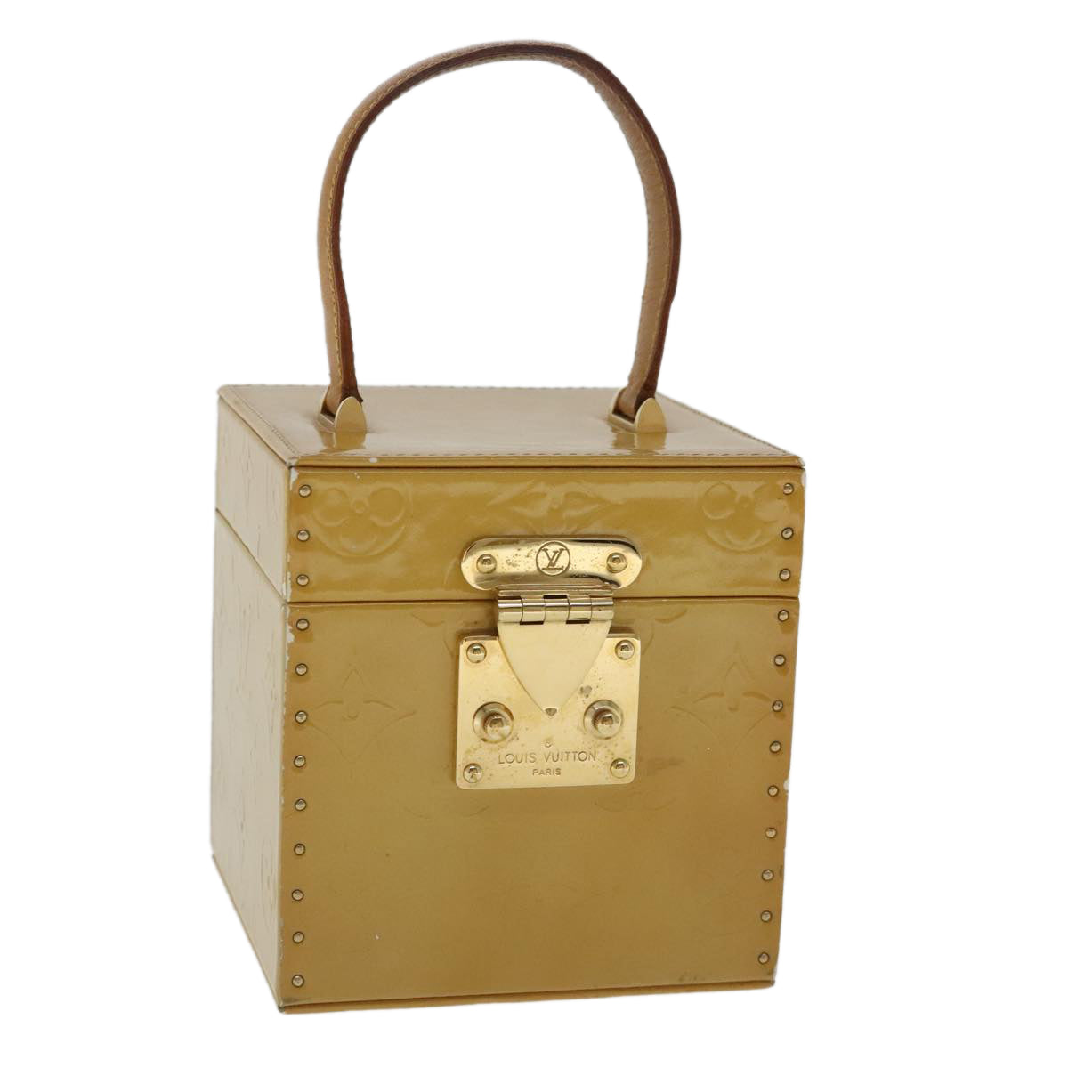LOUIS VUITTON Monogram Vernis Bleecker Cosmetic Pouch Beige M91002 LV 97098