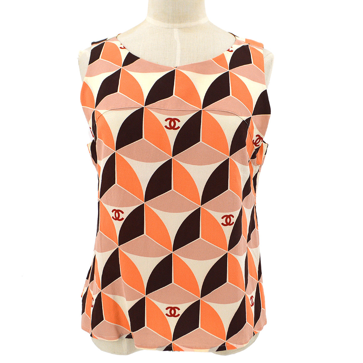 Luxury Chanel 2001 Fall CC geometric-print silk top #42