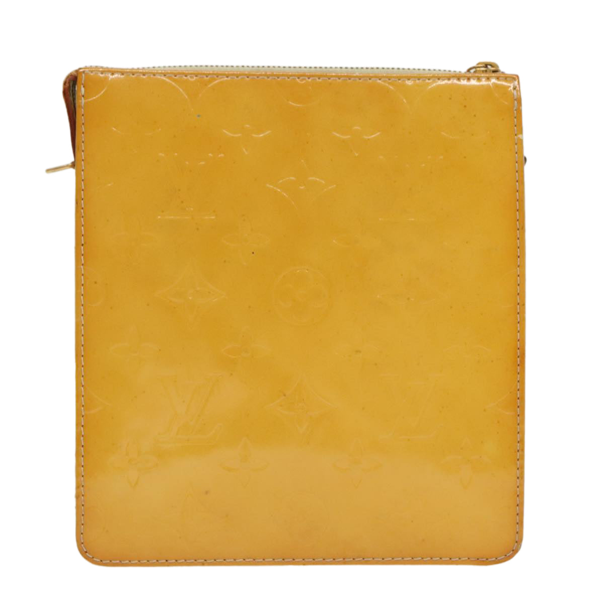 LOUIS VUITTON Monogram Vernis Motto Pouch Lime Yellow M91059 LV 97374