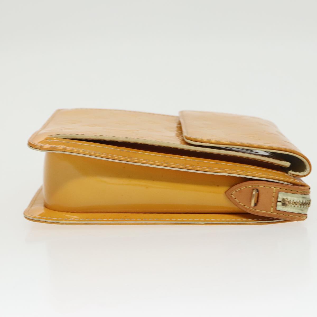 LOUIS VUITTON Monogram Vernis Motto Pouch Lime Yellow M91059 LV 97374