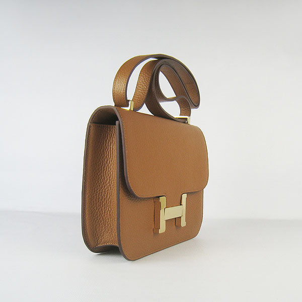 Luxury Hermes Constance Cowskin Leather Bag H017 light coffee golden