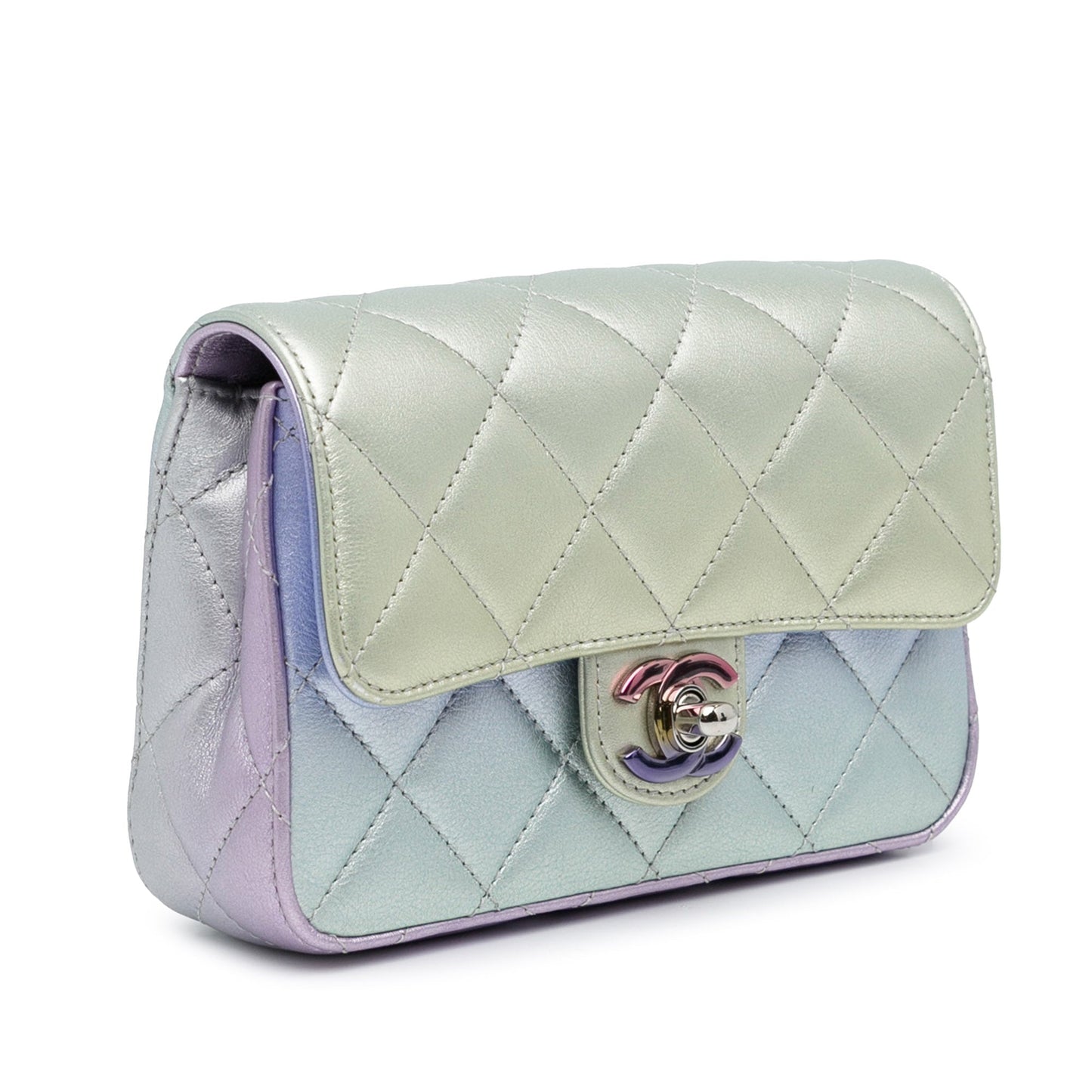 Luxury Chanel Iridescent Lambskin Wristlet Clutch Bag