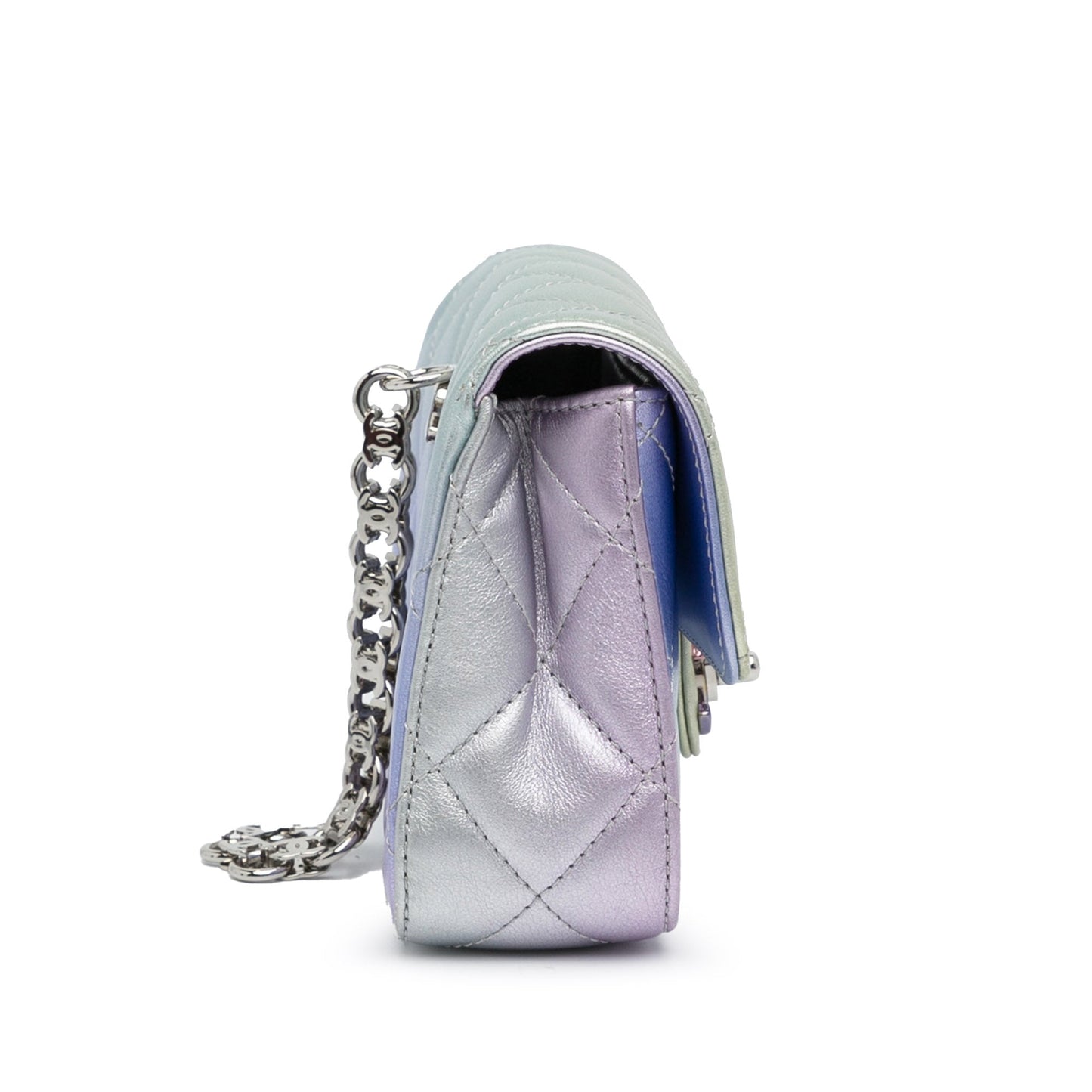 Luxury Chanel Iridescent Lambskin Wristlet Clutch Bag