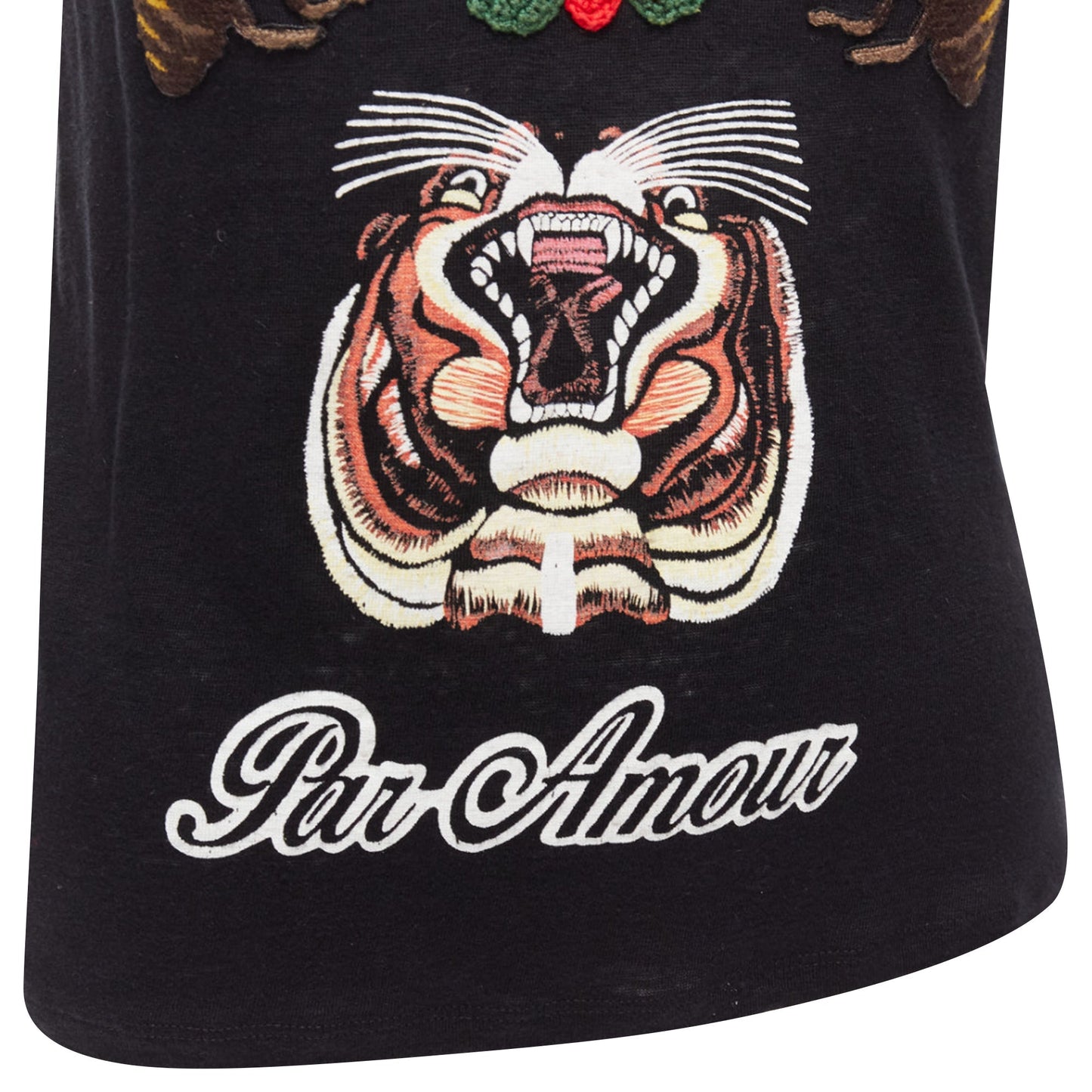 Gucci L'aveugle Par Amour Linen Tiger Rose Print Patch Tshirt